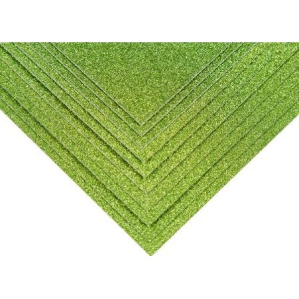 Глиттерный картон А4, цвет зеленый, 250 гр